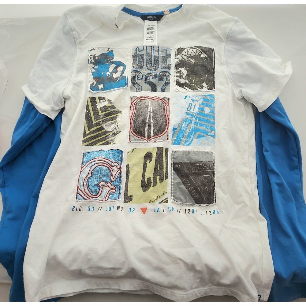 Guess Kids Long Sleeve Blue White M 12-14 EUC